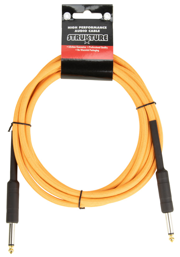 10ft Instrument Cable, 6mm Woven - Electric Sunset Orange