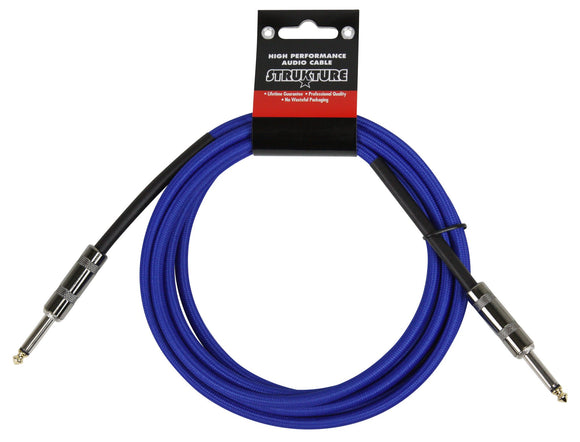 10ft Instrument Cable, 6mm Woven - Blue