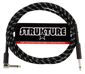 Strukture Instrument Cable - Vintage Black/Silver, 10ft Right Angle