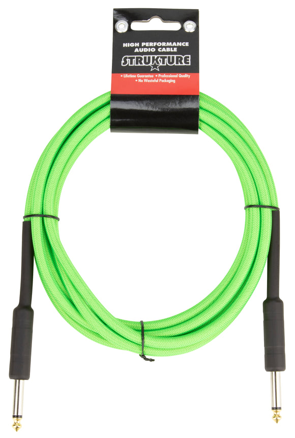 10ft Instrument Cable, 6mm Woven - UFO Green