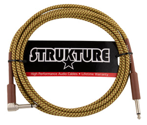 Strukture Instrument Cable - Vintage Tweed, 10ft Right Angle