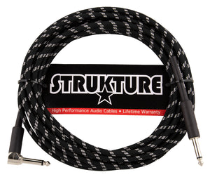 Strukture Instrument Cable - Vintage Black/Silver, 18.6ft Right Angle